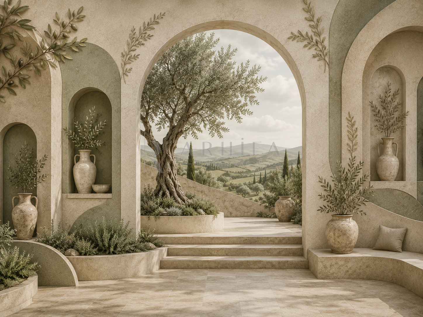 Olive Courtyard Duvar Kağıdı (OLV-004) – görsel 2