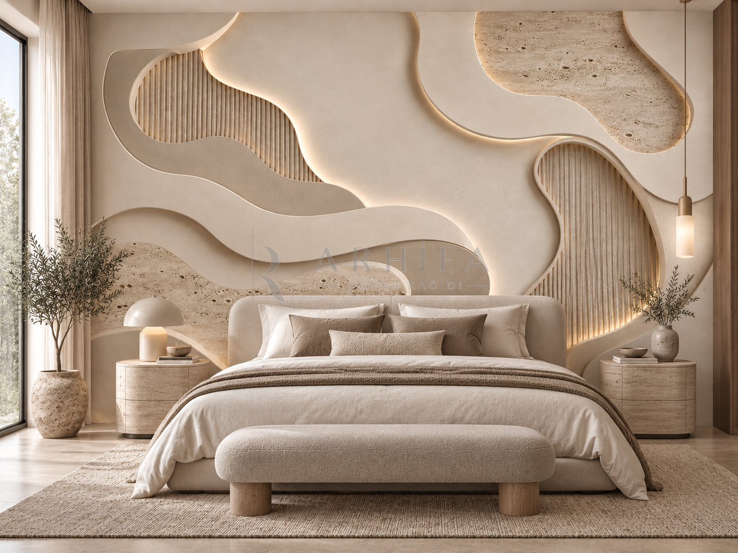 Soft Carved Layers - Özel Tasarım Duvar Kağıdı (OS-008) görsel