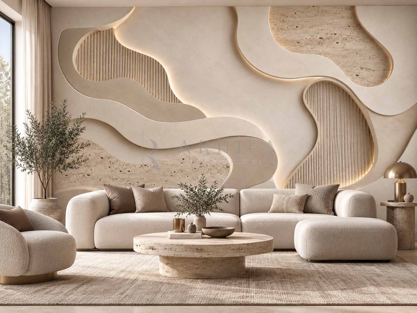 Soft Carved Layers - Özel Tasarım Duvar Kağıdı (OS-008) – görsel 2