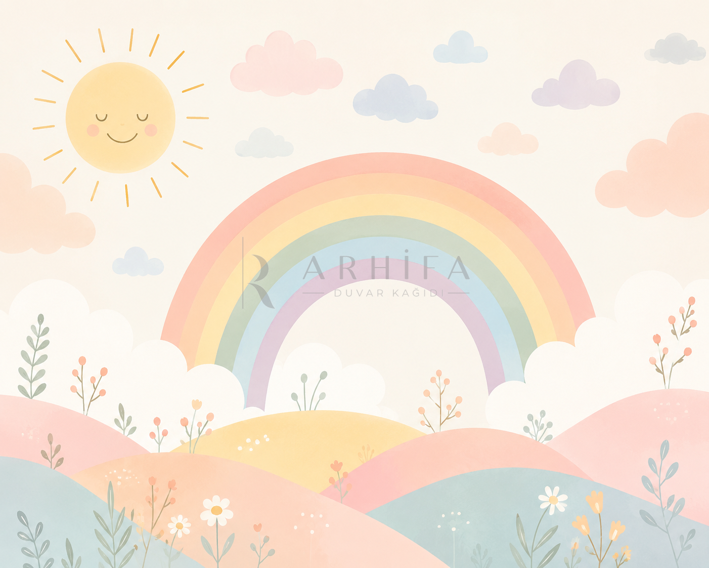 Sun and Rainbow Duvar Kağıdı (RB-011) – görsel 2