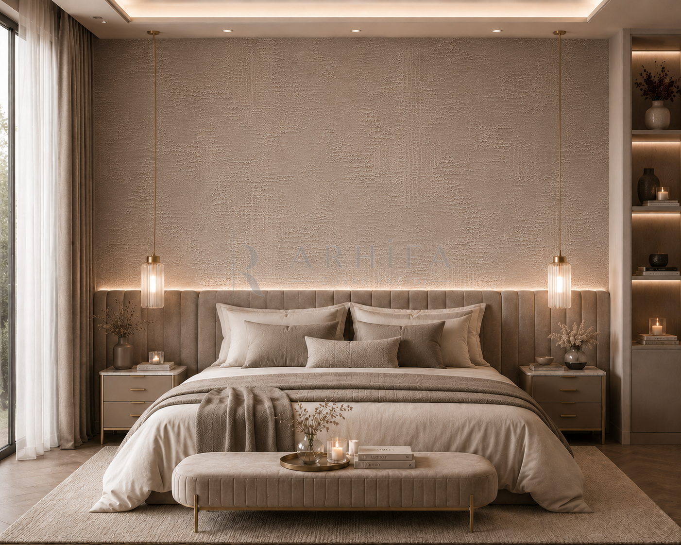 Taupe Relief - Özel Tasarım Duvar Kağıdı (RCT-004) görsel