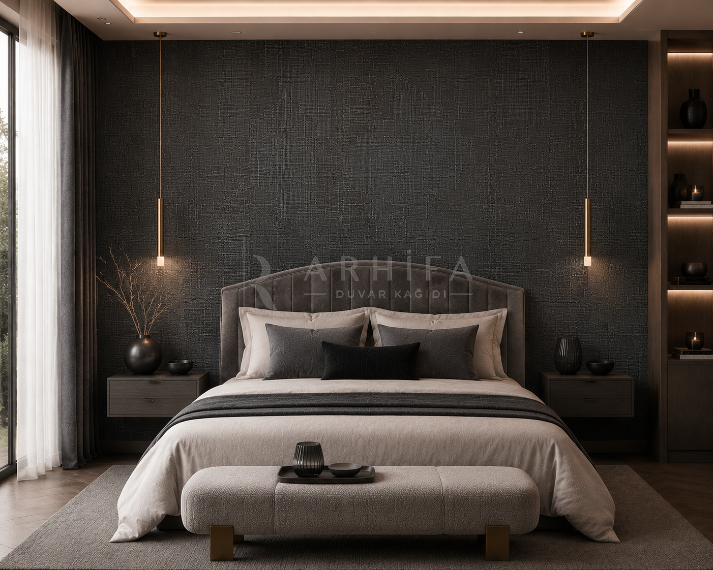 Graphite Weave - Özel Tasarım Duvar Kağıdı (RCT-013) görsel