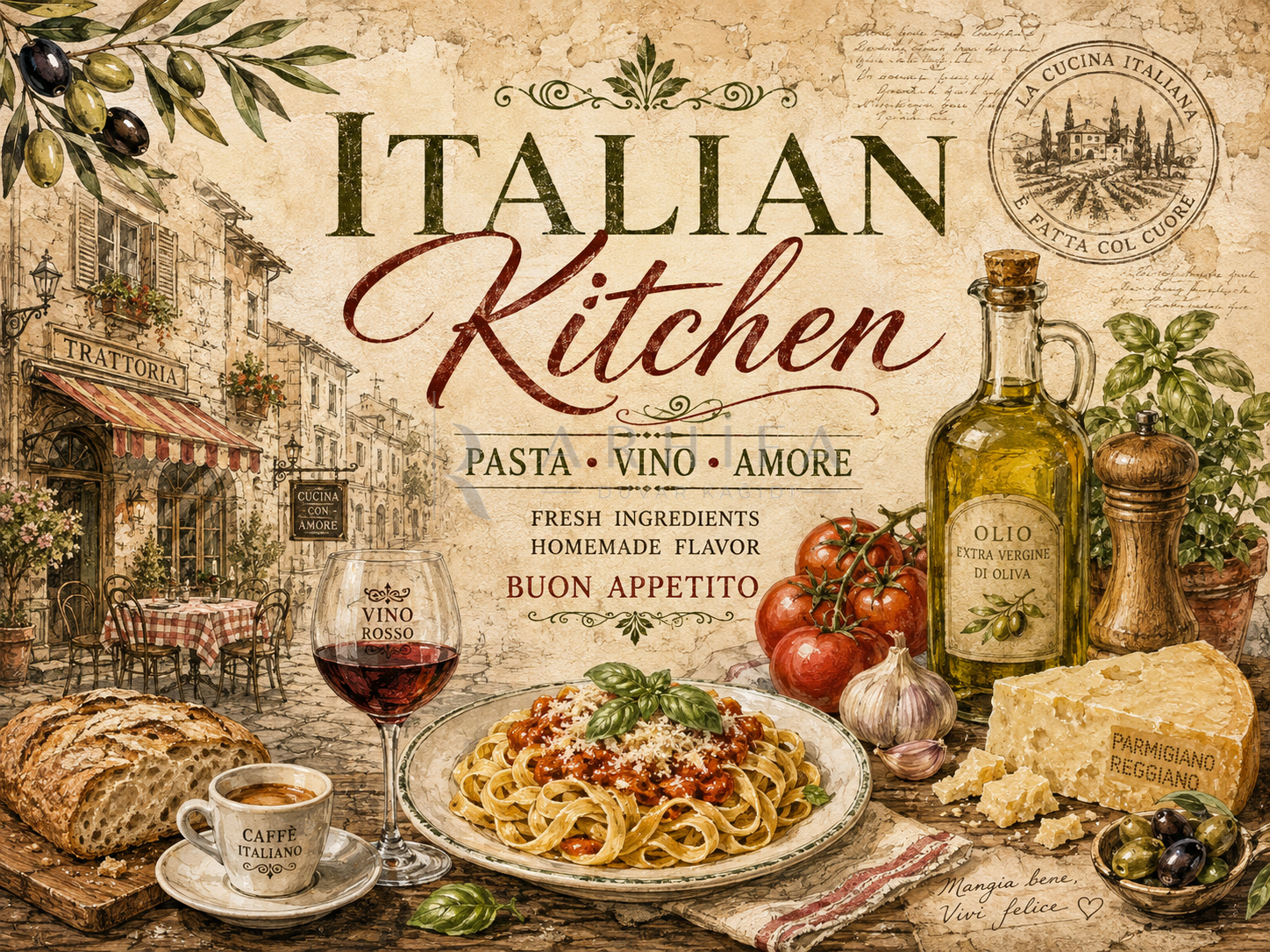 — Italian Kitchen Duvar Kağıdı (RF-002) – görsel 2