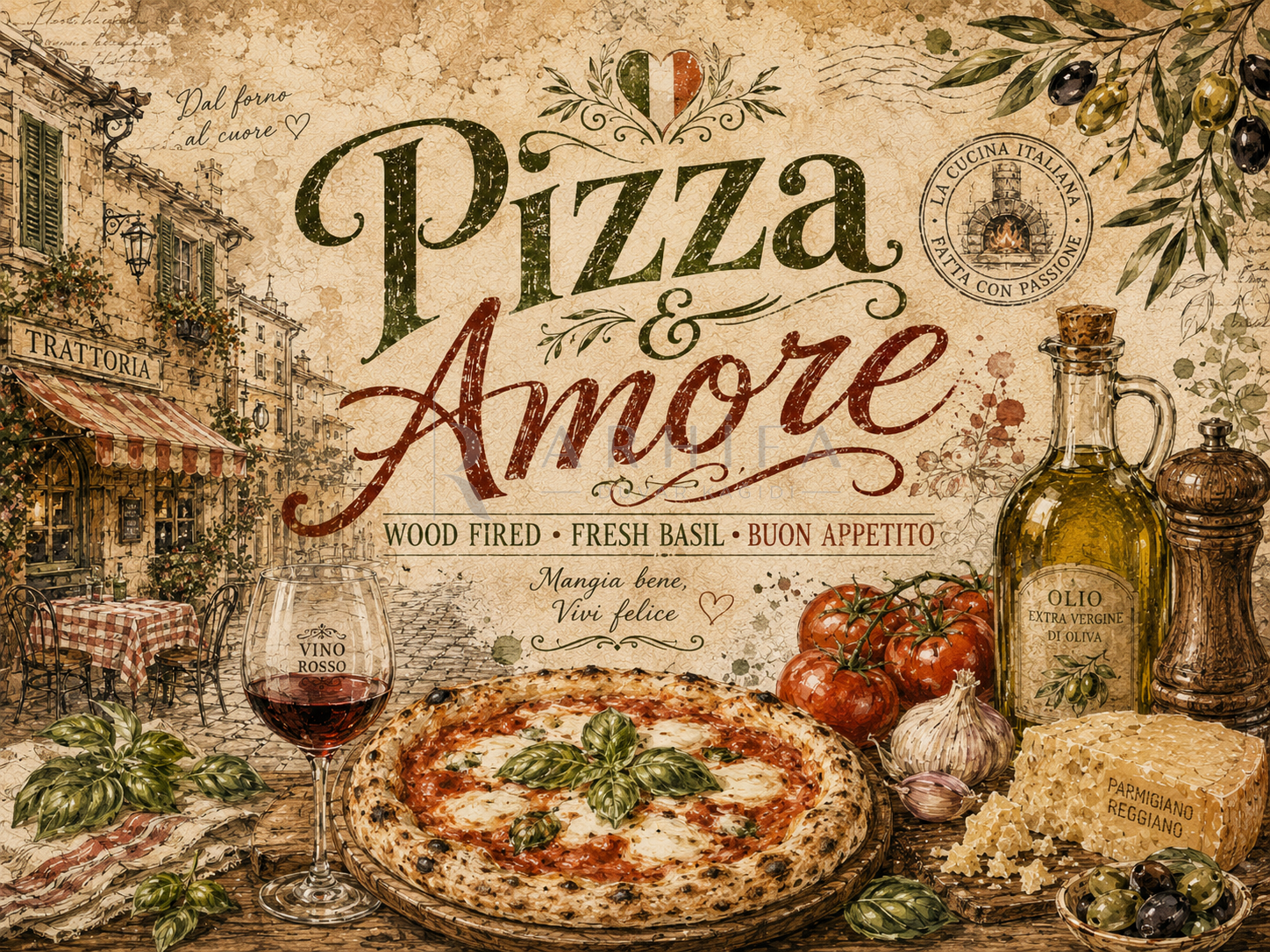 — Pizza & Amore Duvar Kağıdı (RF-003) – görsel 2