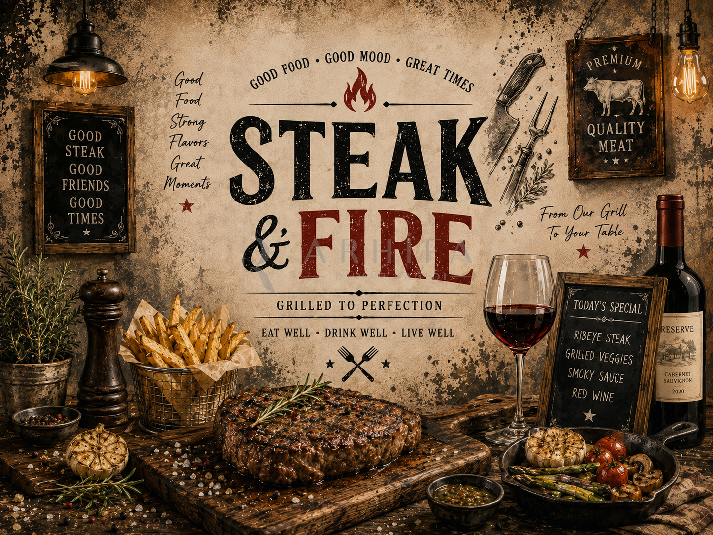 — Steak & Fire Duvar Kağıdı (RF-005) – görsel 2