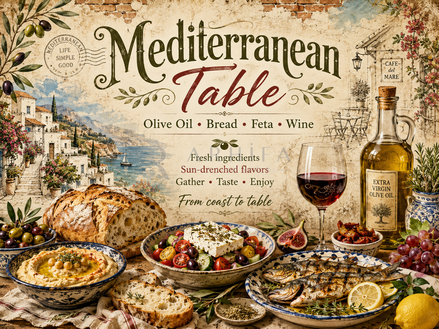— Mediterranean Table Duvar Kağıdı (RF-007) – görsel 2