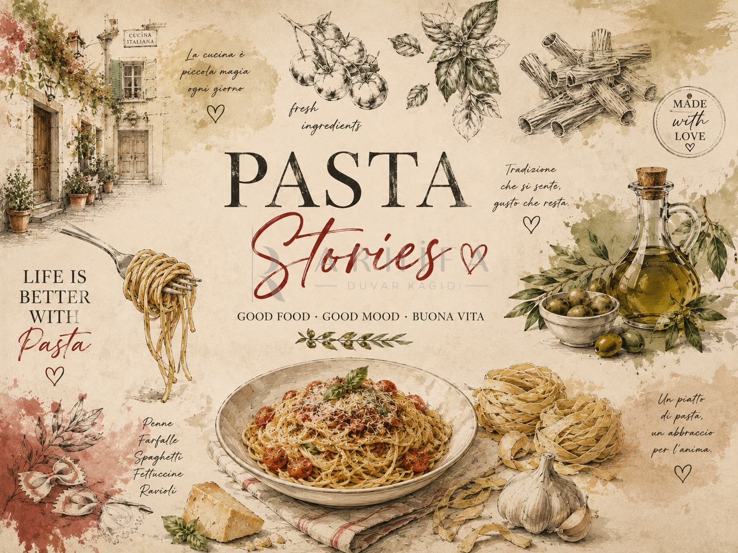 — Pasta Stories Duvar Kağıdı (RF-008) – görsel 2