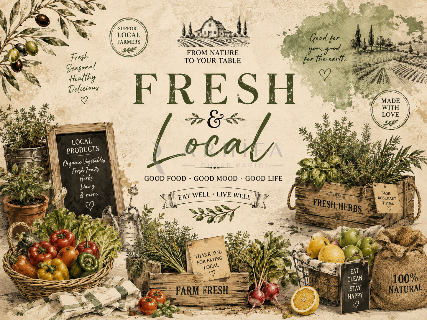 — Fresh & Local Duvar Kağıdı (RF-010) – görsel 2