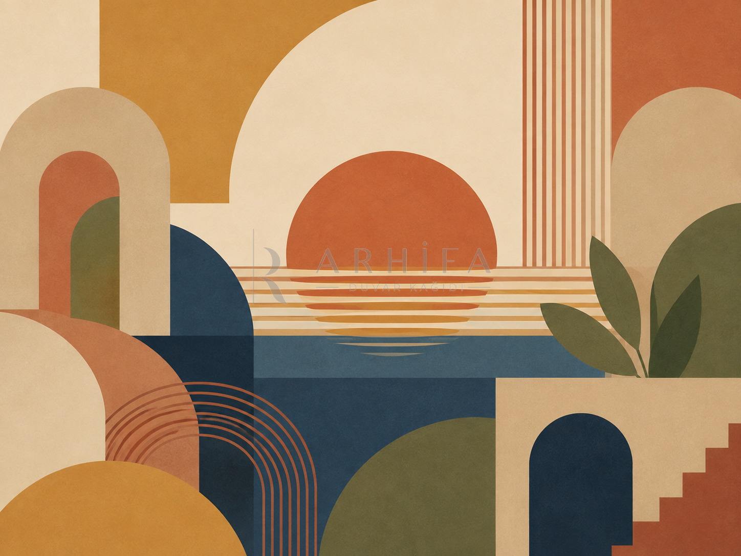 — Sunset Geometry Duvar Kağıdı (RM-002) – görsel 2