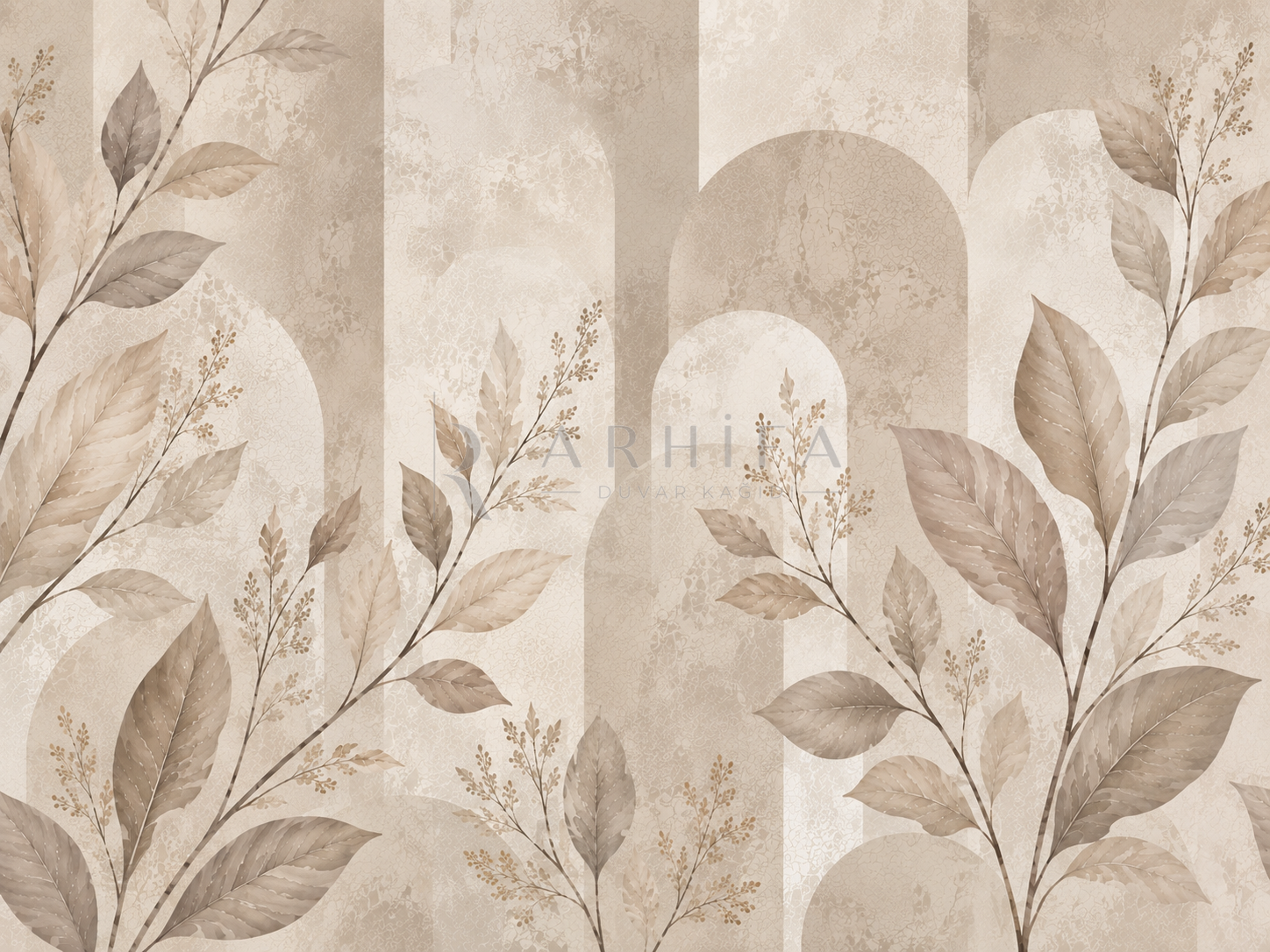 — Taupe Leafscape Duvar Kağıdı (SBM-006) – görsel 2