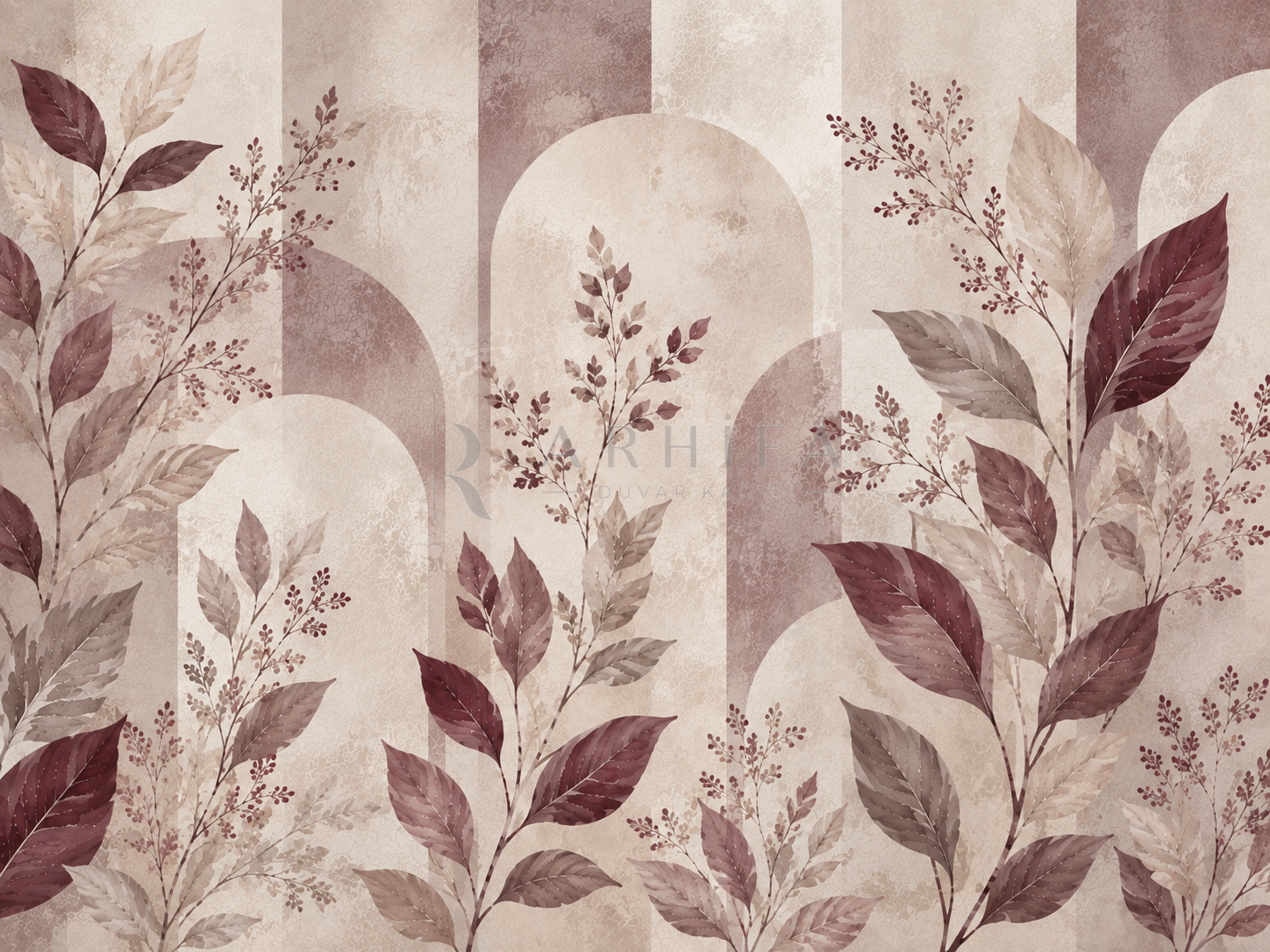 Burgundy Botanical Whisper - Botanik Duvar Kağıdı (SBM-008) – görsel 3