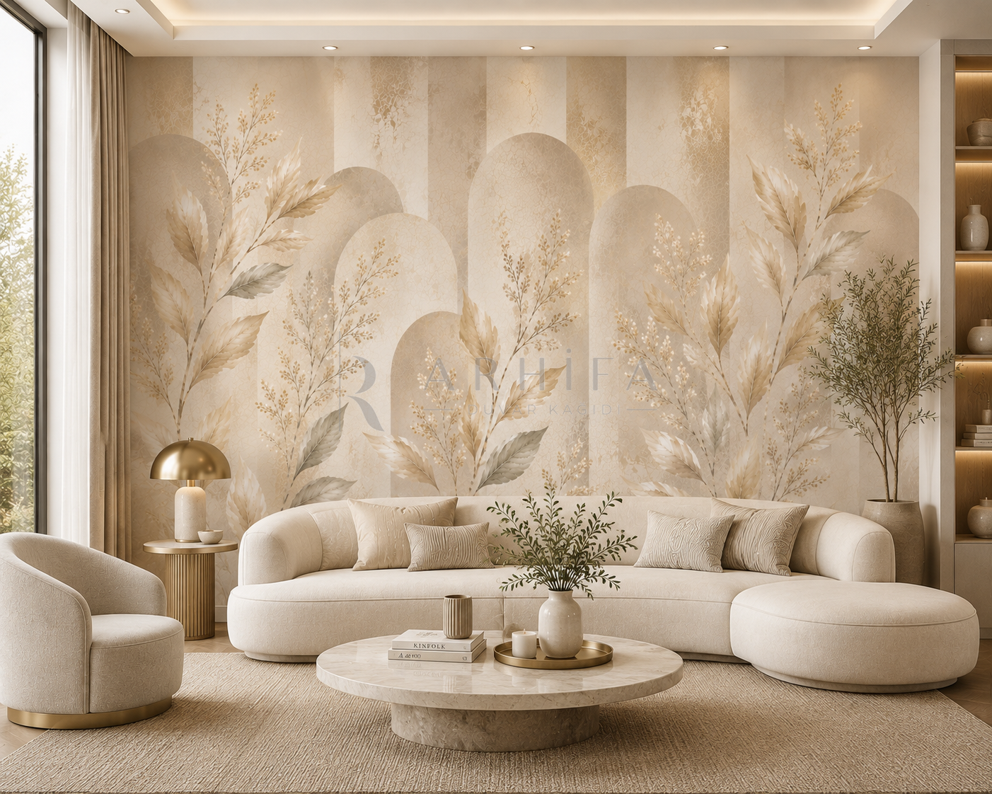 Champagne Leaves - Botanik Duvar Kağıdı (SBM-012) – görsel 2