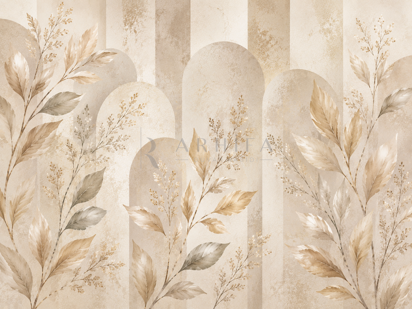 Champagne Leaves - Botanik Duvar Kağıdı (SBM-012) – görsel 3