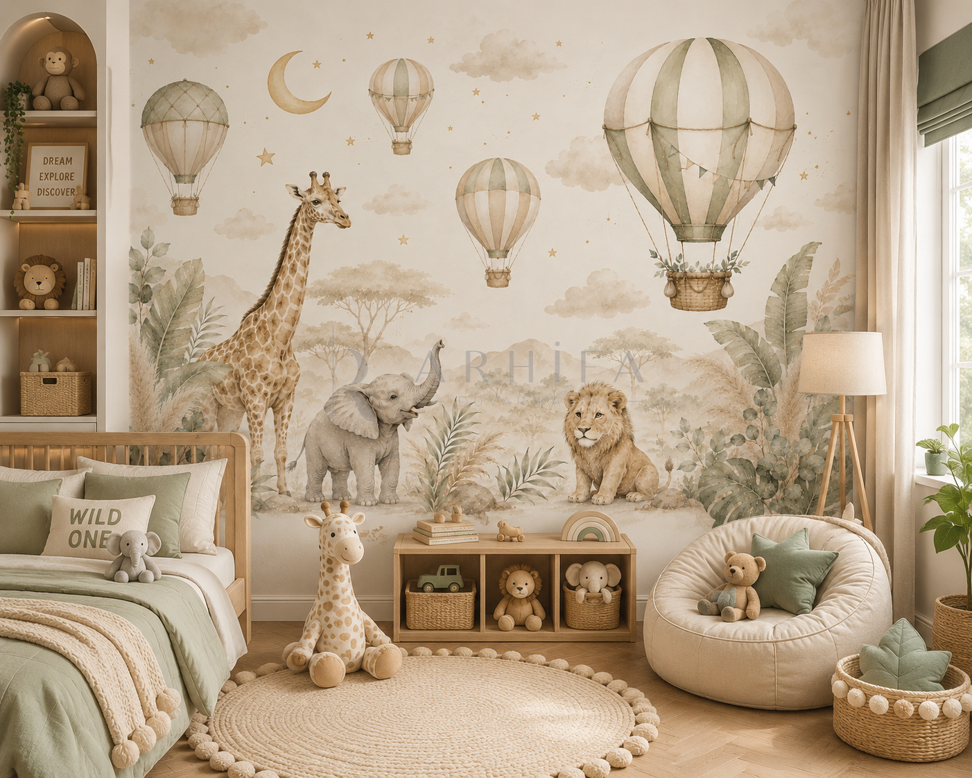 Balon Safari - Macera Çocuk Odası Duvar Kağıdı (SF-004)