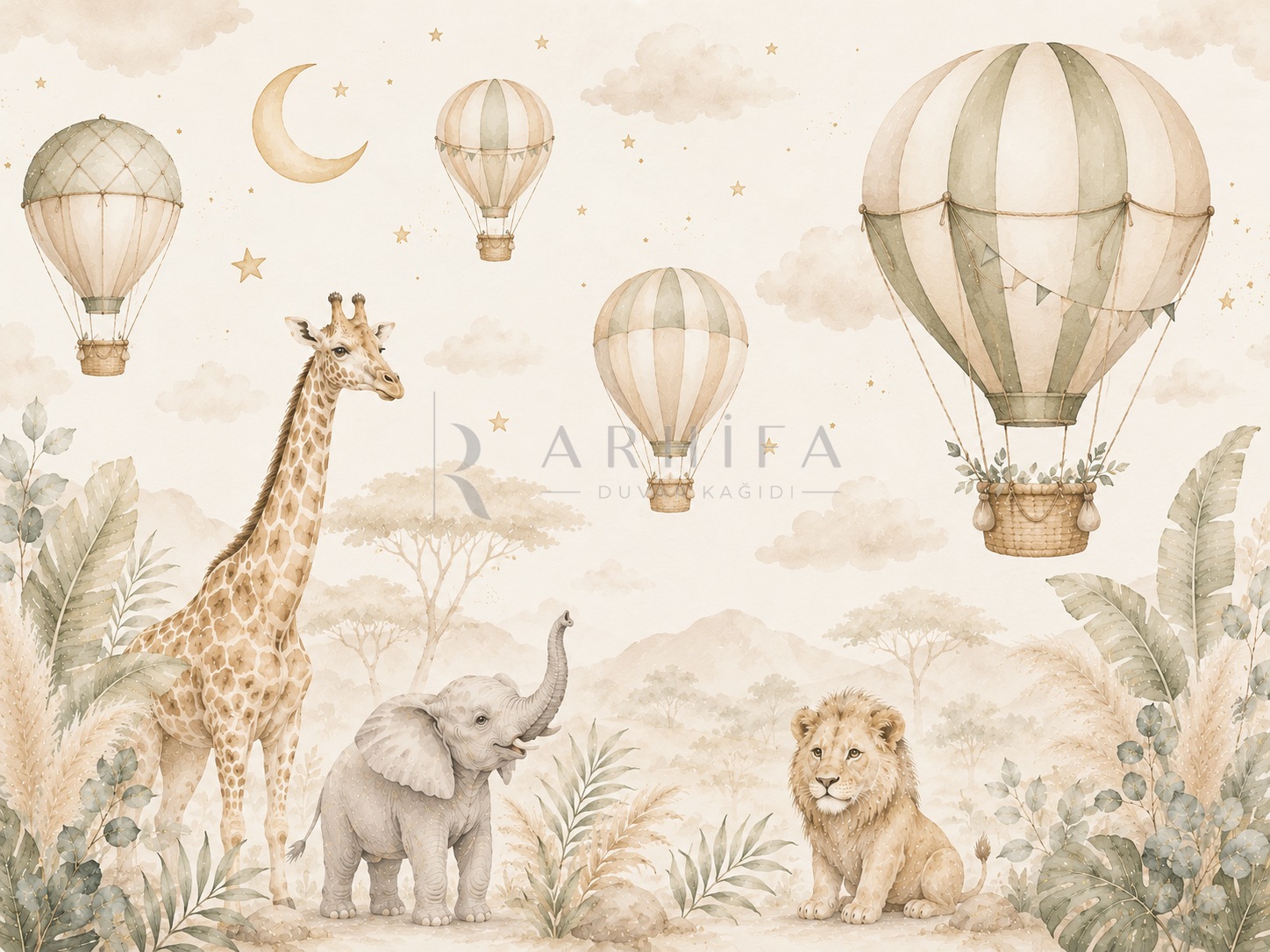 Balon Safari - Macera Çocuk Odası Duvar Kağıdı (SF-004) – görsel 3