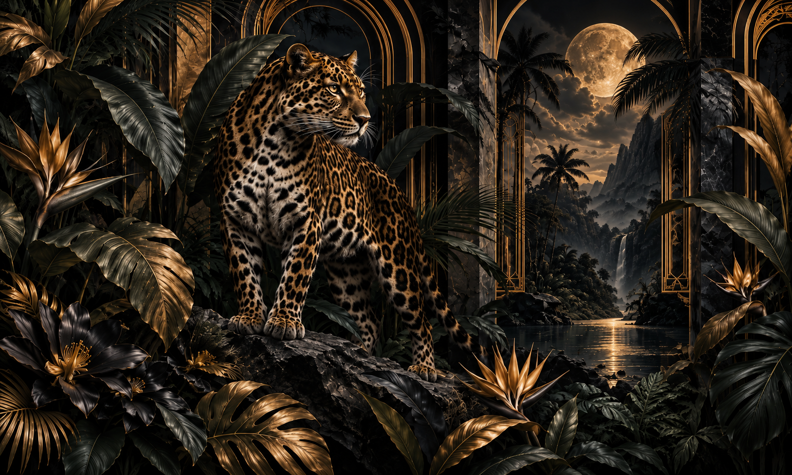 Leopard Noir Duvar Kağıdı (WLC-005) – görsel 2