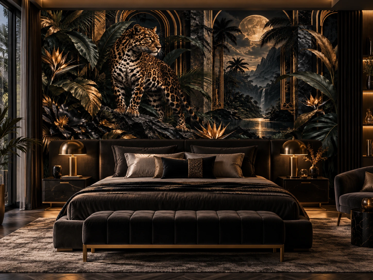 Leopard Noir Duvar Kağıdı (WLC-005) – görsel 1