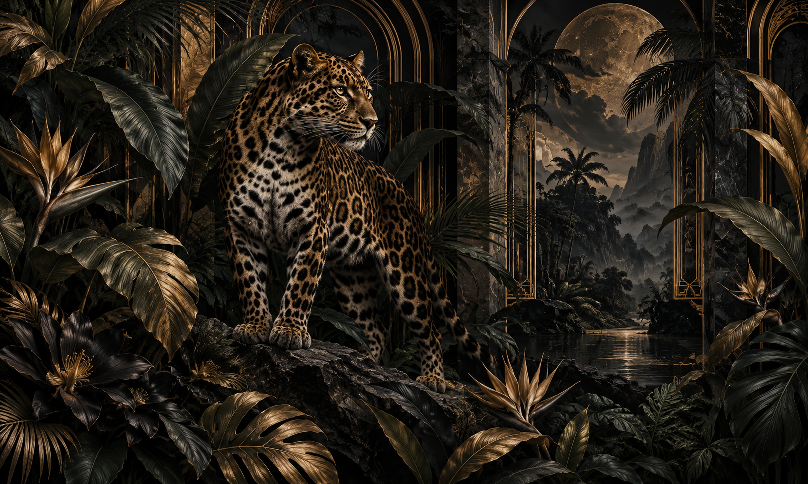 Leopard Noir Duvar Kağıdı (WLC-005A) – görsel 2