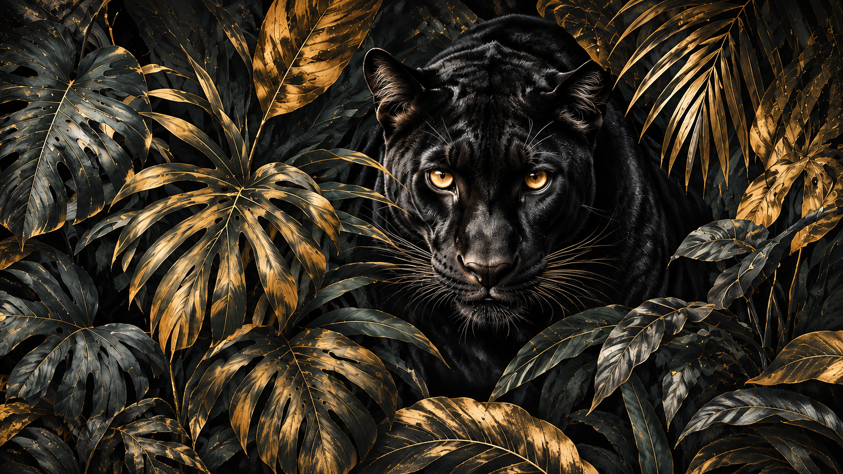 Black & Gold Panther Duvar Kağıdı (WS-009) – görsel 2