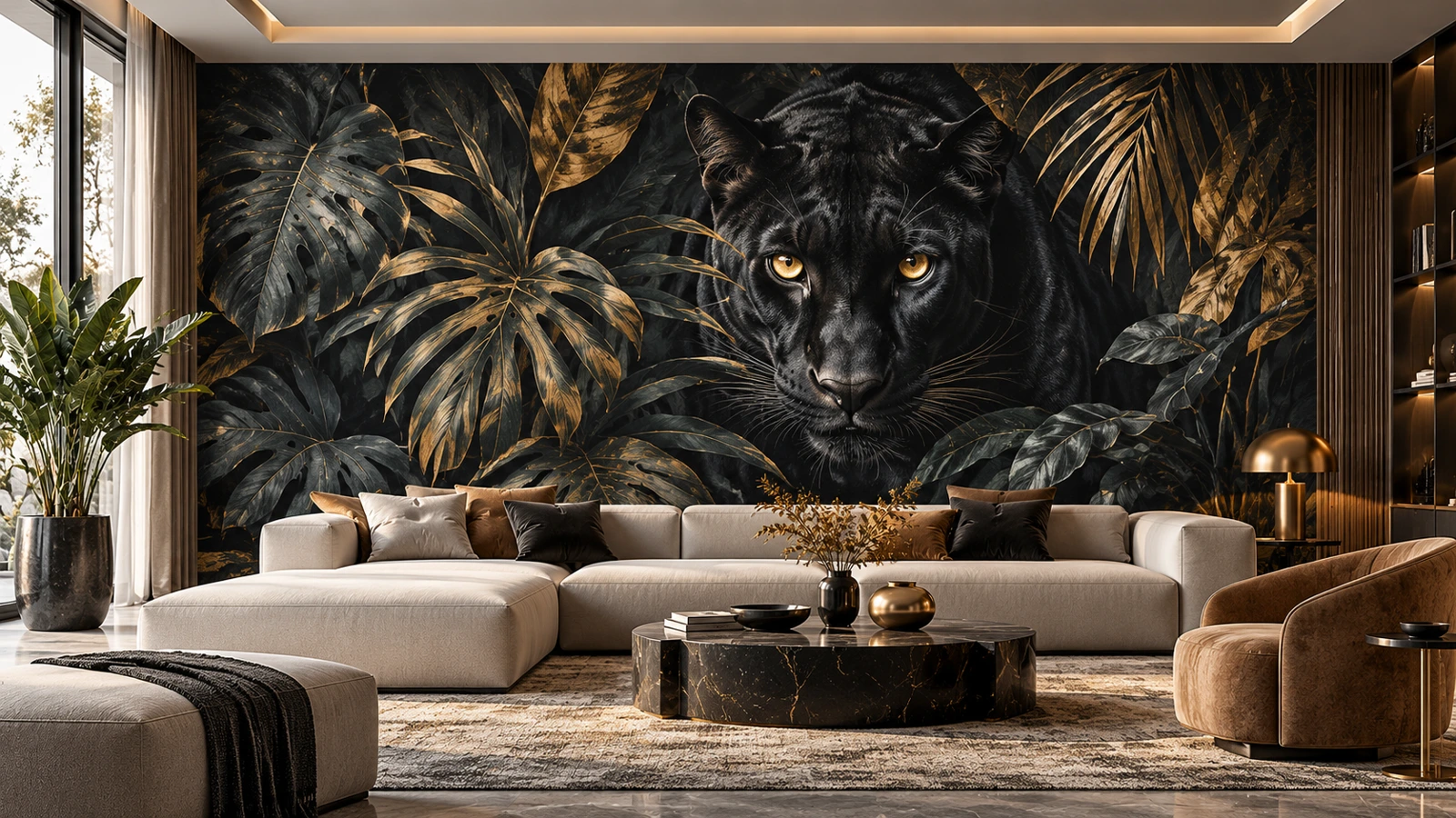 Black & Gold Panther Duvar Kağıdı (WS-009) – görsel 1