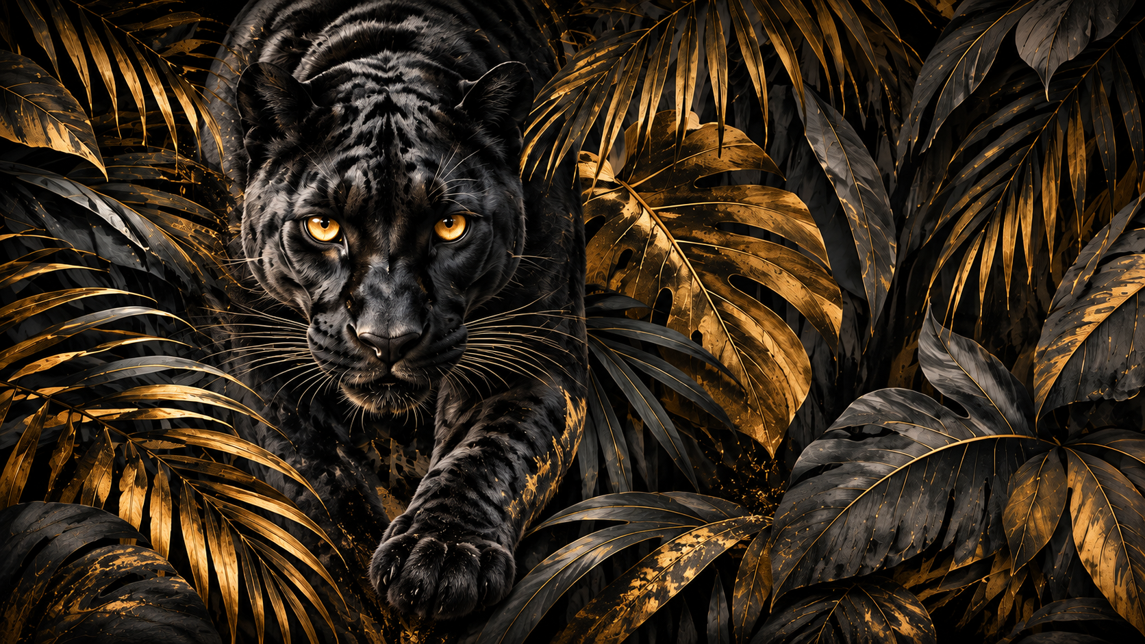 Golden Jungle Panther Duvar Kağıdı (WS-010) – görsel 2