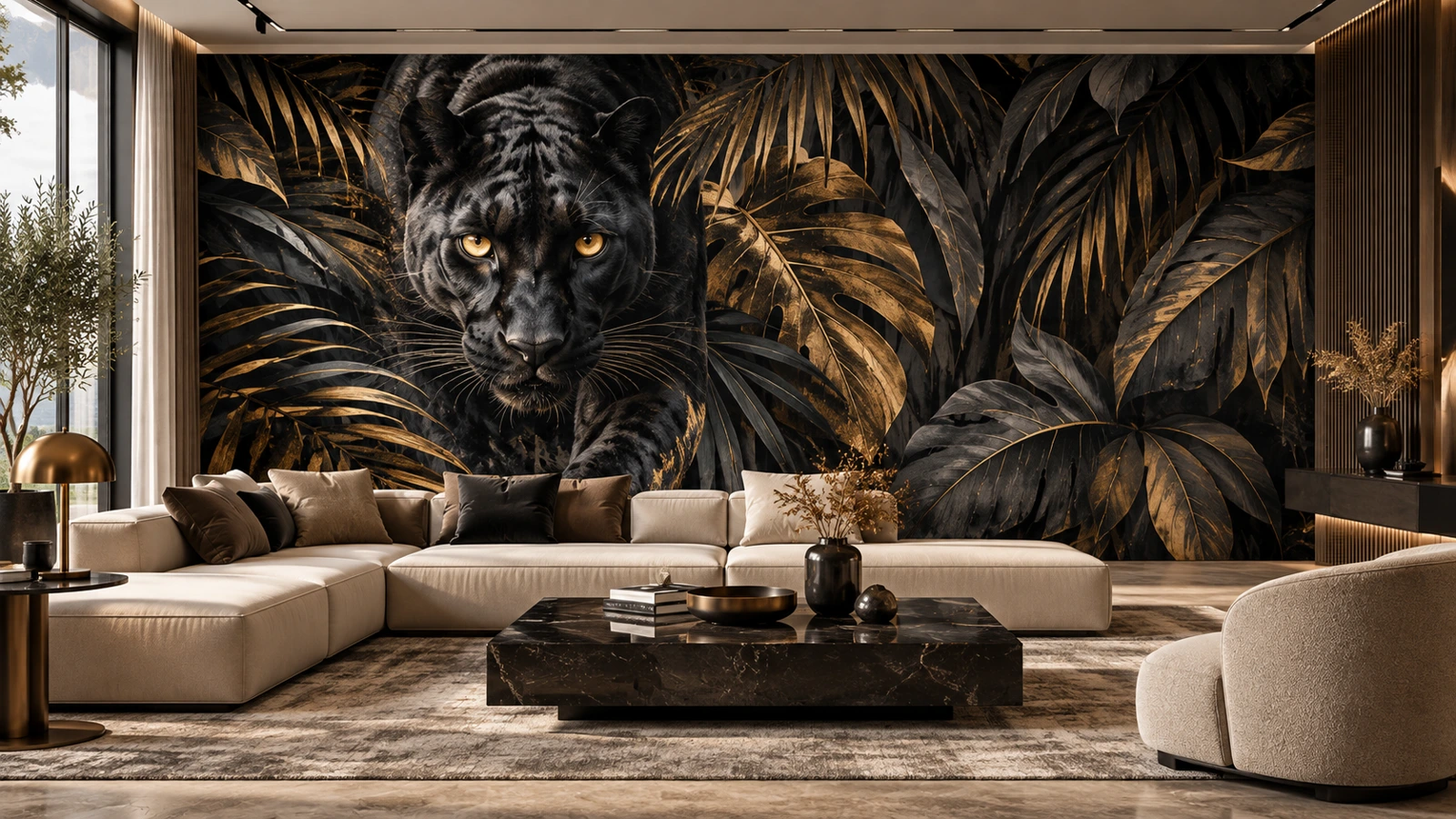 Golden Jungle Panther Duvar Kağıdı (WS-010) – görsel 1