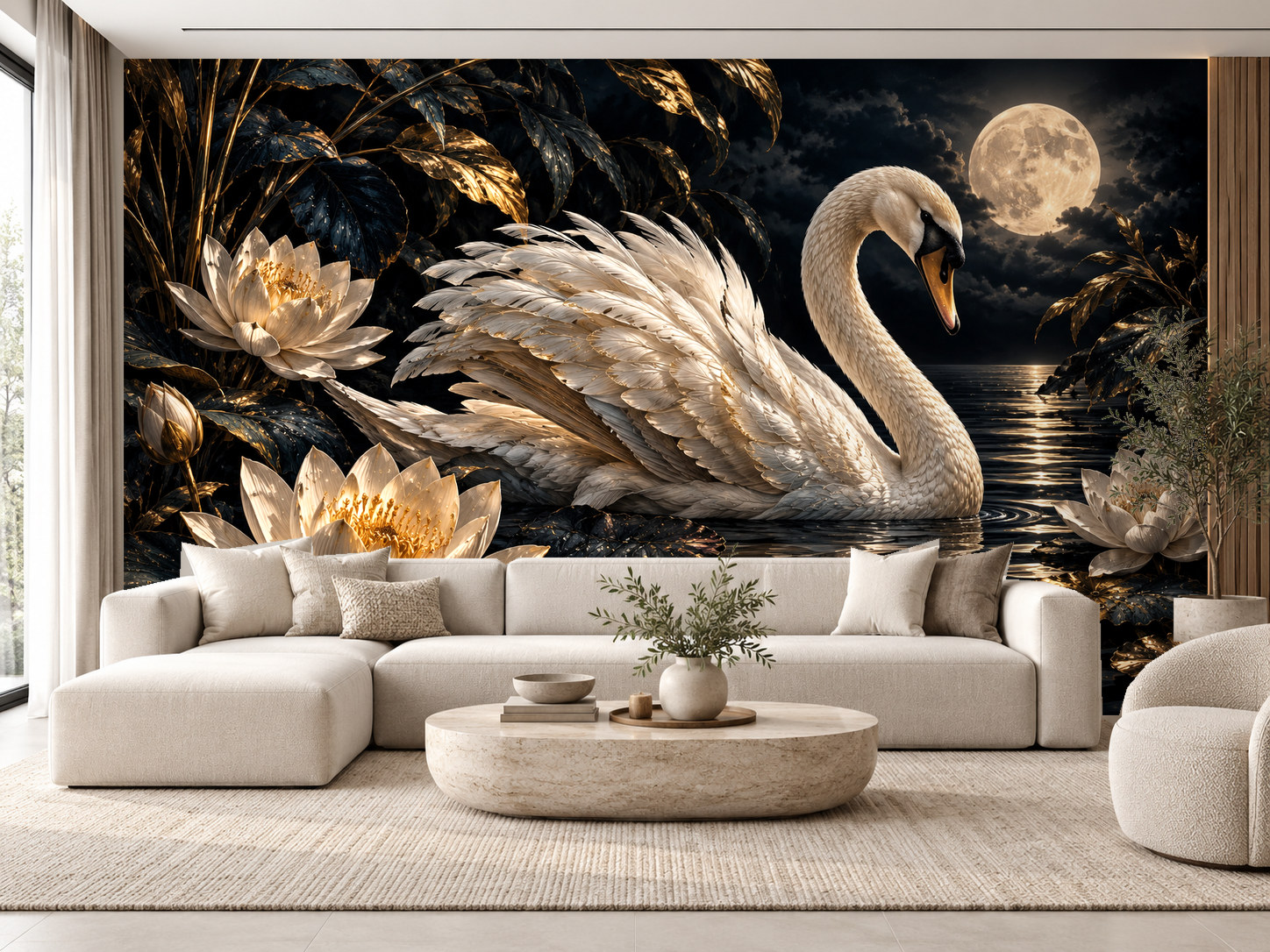 Moonlight Swan Duvar Kağıdı (WS-019) – görsel 1
