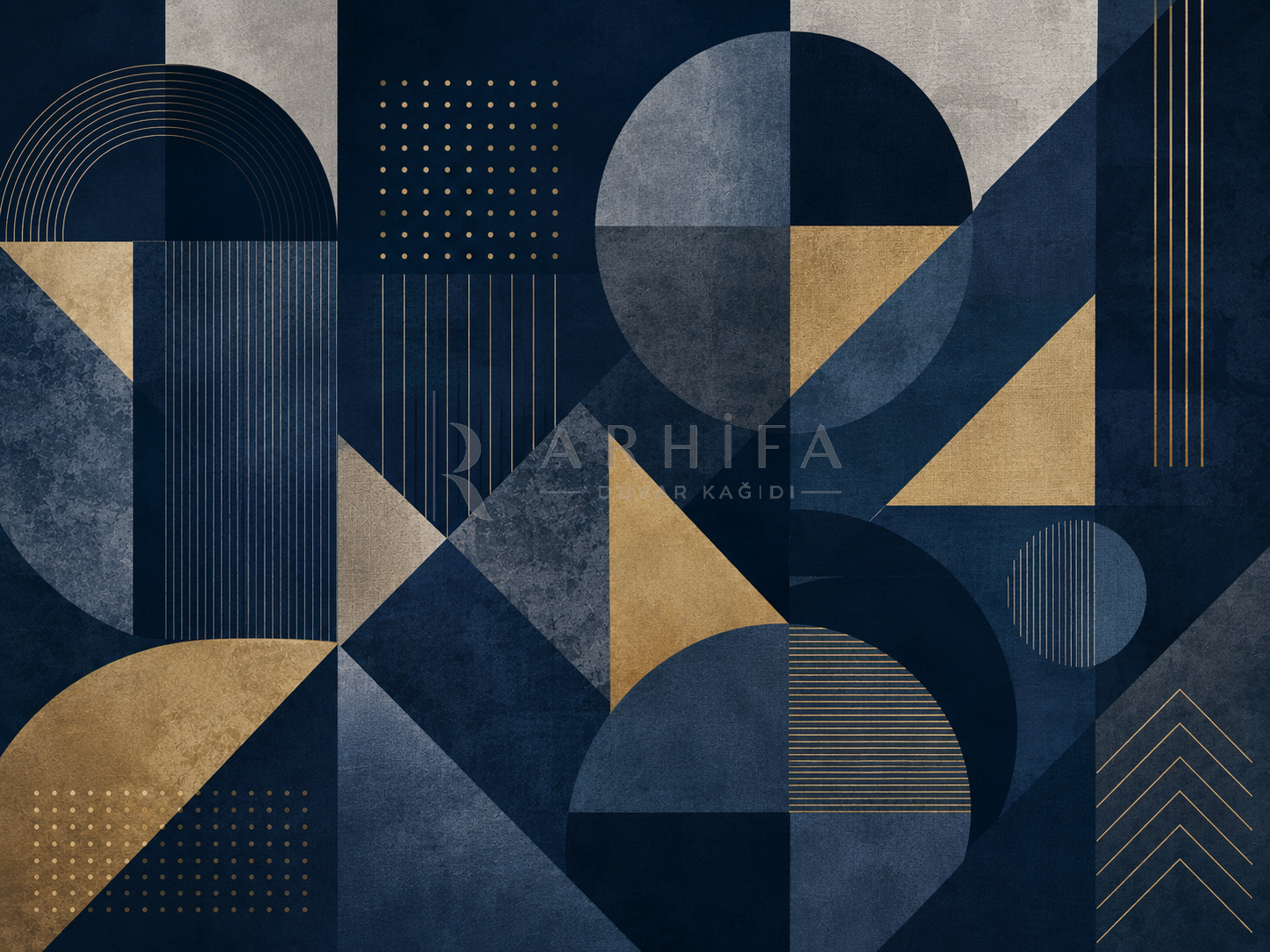 — Geometric Navy Duvar Kağıdı (TB-013) – görsel 2