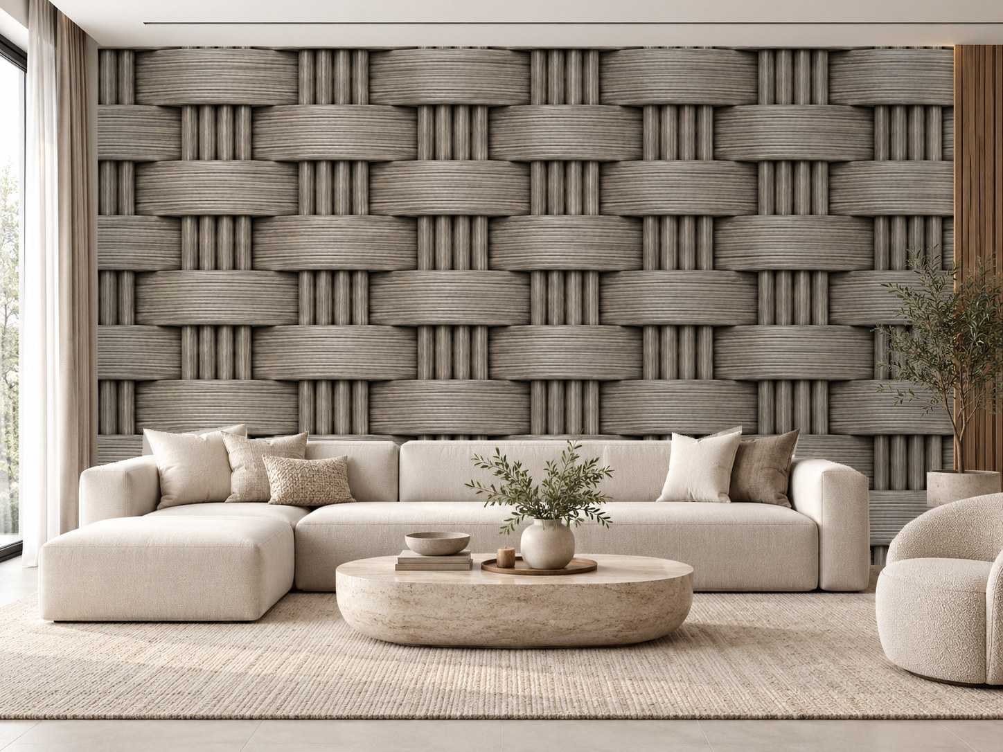 — Warm Grey Rattan Duvar Kağıdı (CW-009)