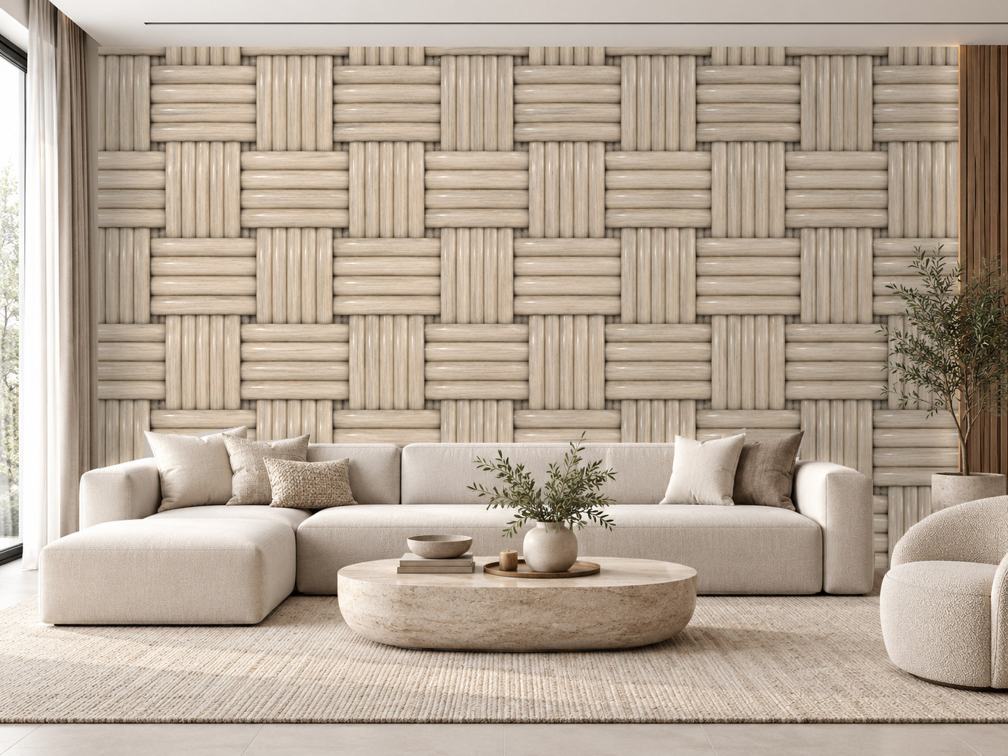 Stone Beige Cane Duvar Kağıdı (CW-026) – görsel 1