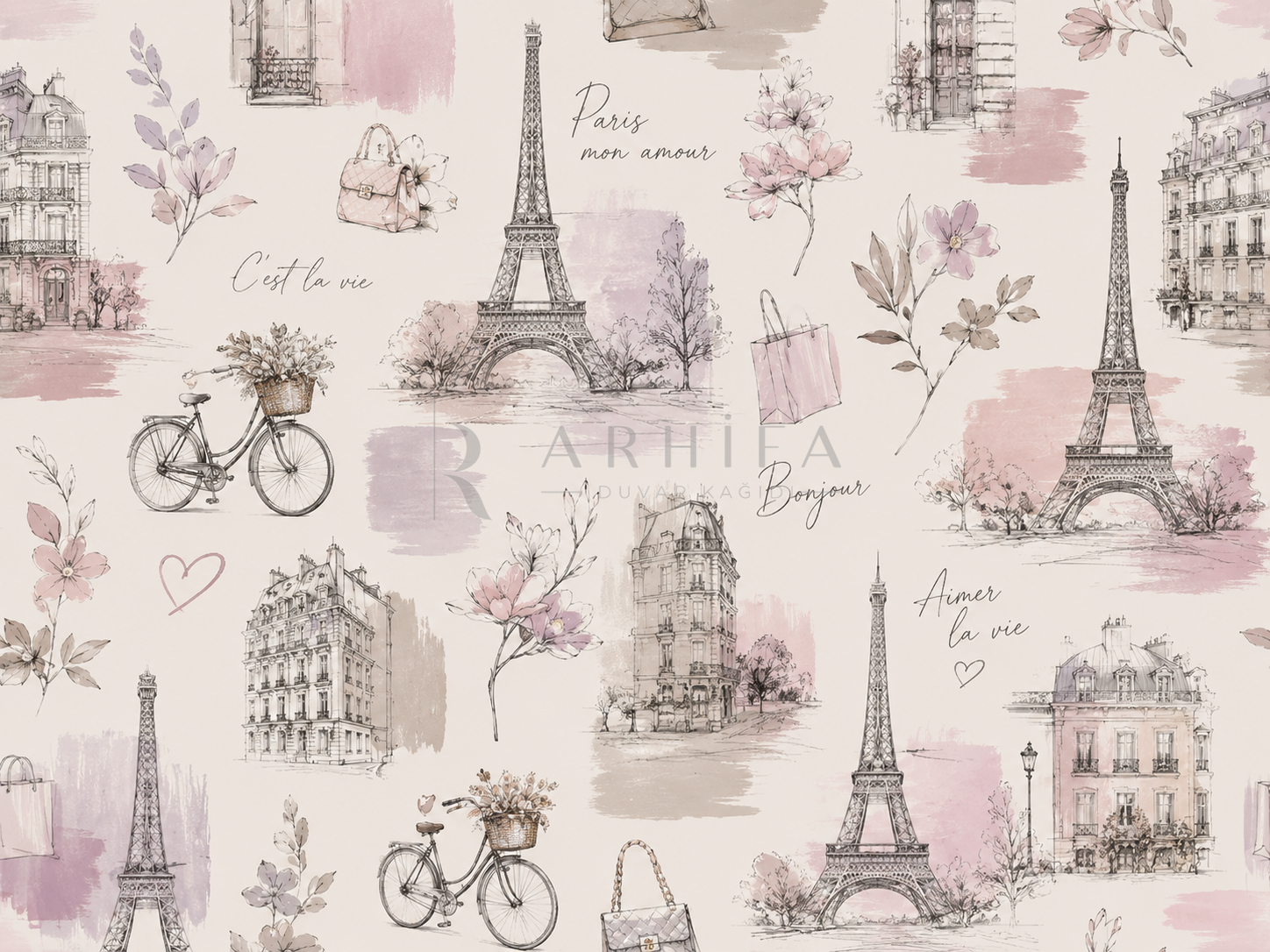 — Parisian Sketch Duvar Kağıdı (TG-001) – görsel 2
