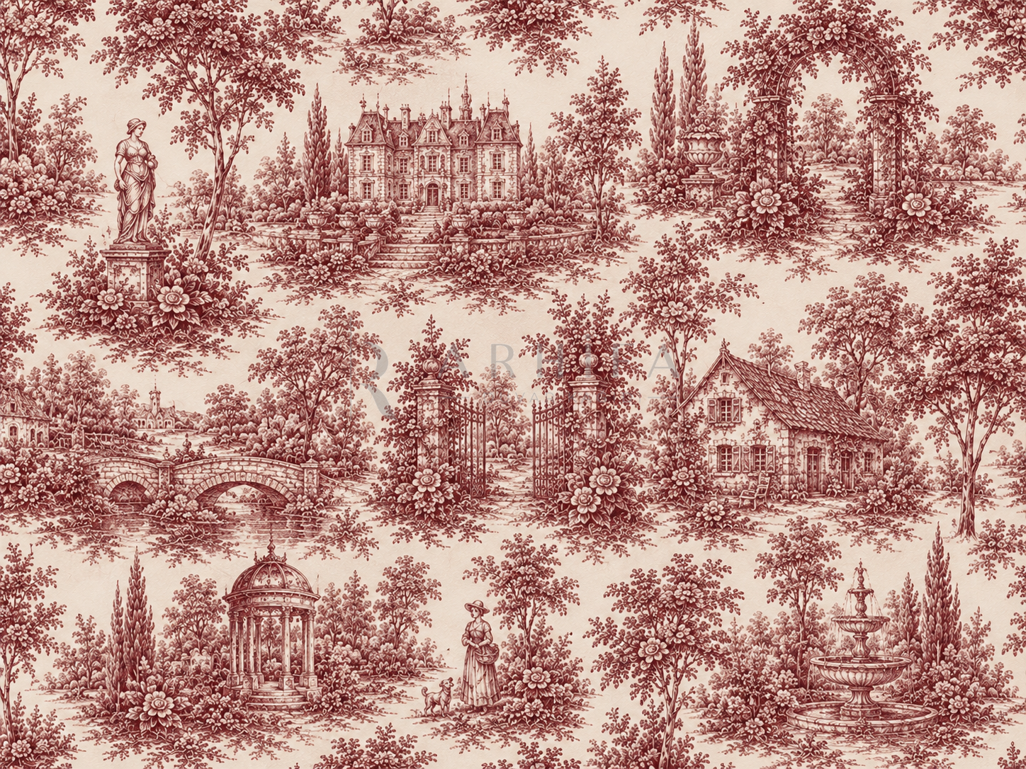 — Burgundy Heritage Duvar Kağıdı (TJ-010) – görsel 2