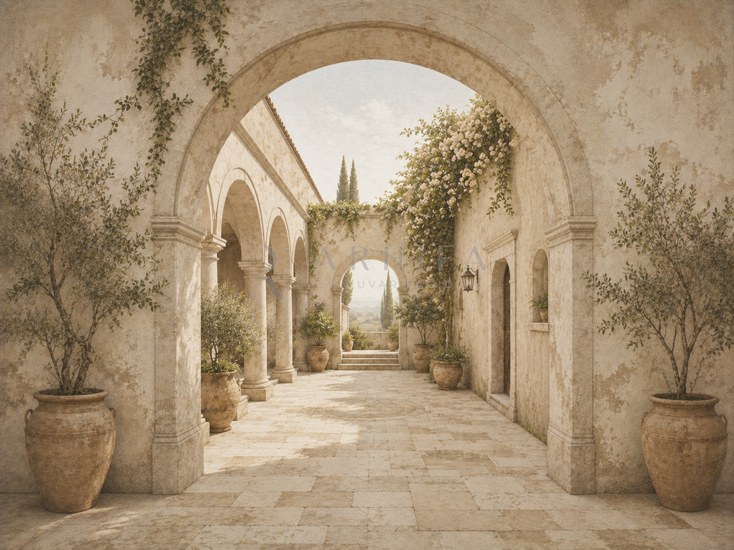 Mediterranean Courtyard Duvar Kağıdı (C08-TR-005) – görsel 2