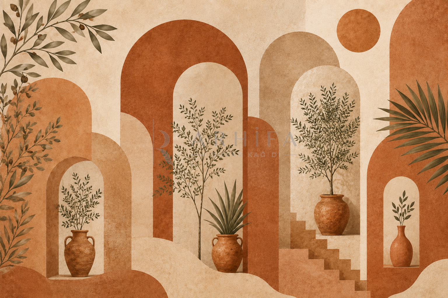 Terracotta Arch — Kaynak Varyantı Duvar Kağıdı (C05-TT-001B) – görsel 2