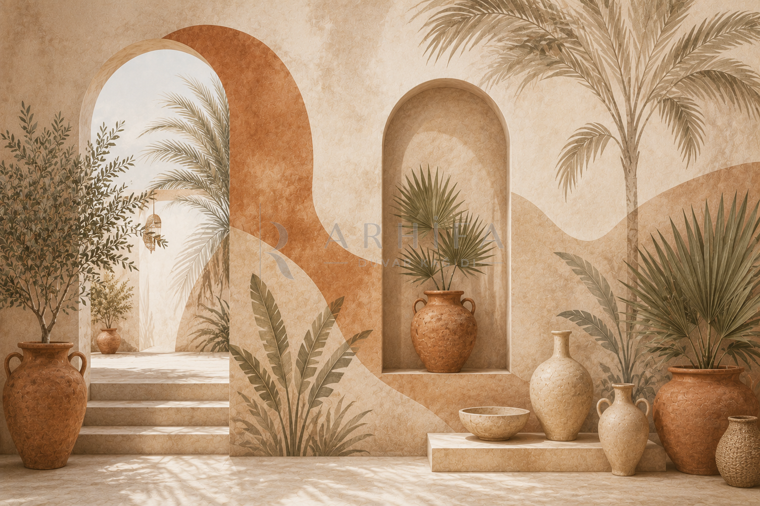 Boho Palms — Kaynak Varyantı Duvar Kağıdı (C05-TT-008B) – görsel 2