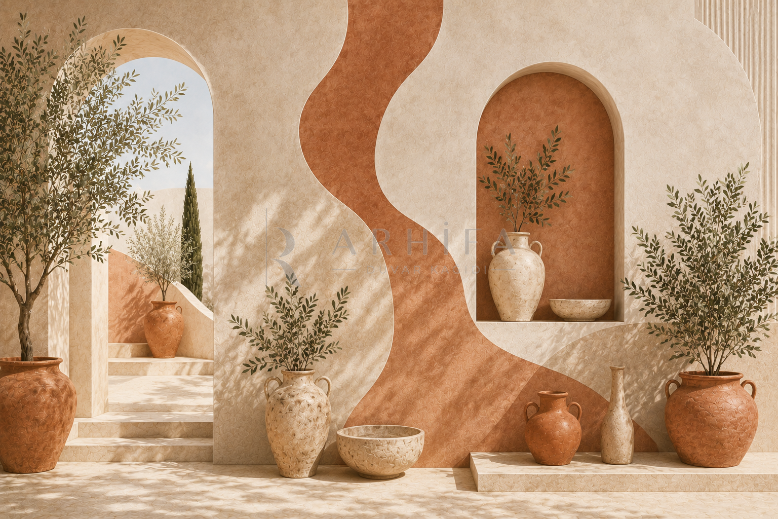Terracotta Harmony — Kaynak Varyantı Duvar Kağıdı (C05-TT-010B) – görsel 2