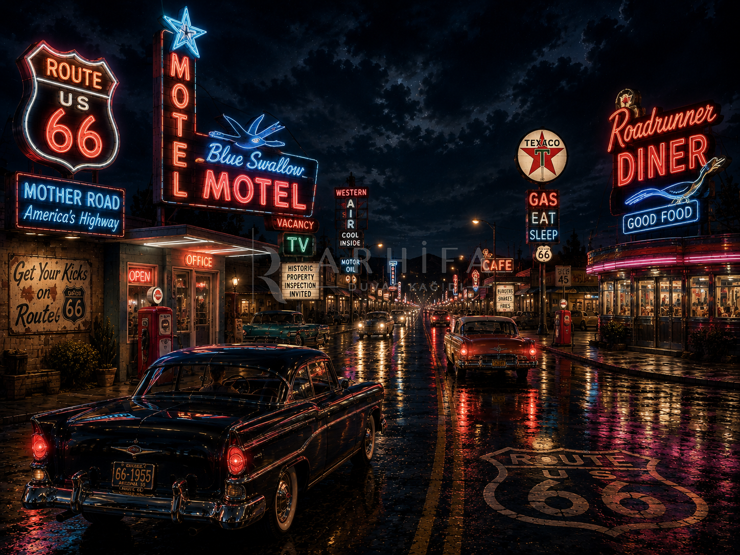 — Route 66 Nights Duvar Kağıdı (VCN-009) – görsel 2