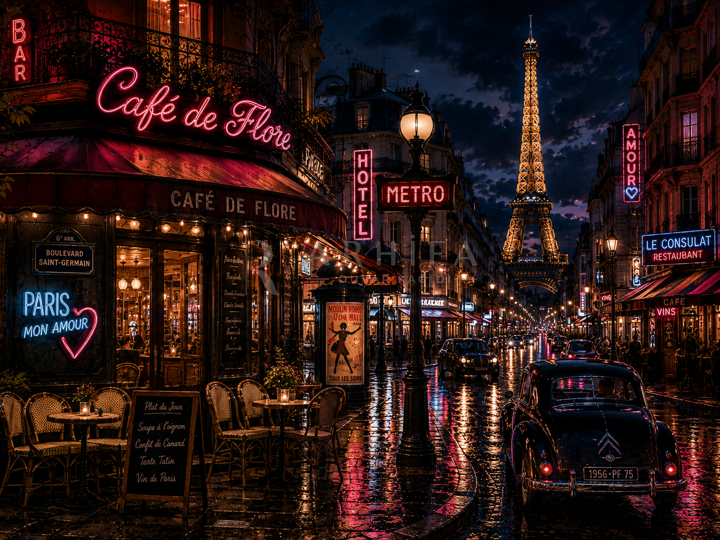 — Paris Neon Café Duvar Kağıdı (VCN-013) – görsel 2