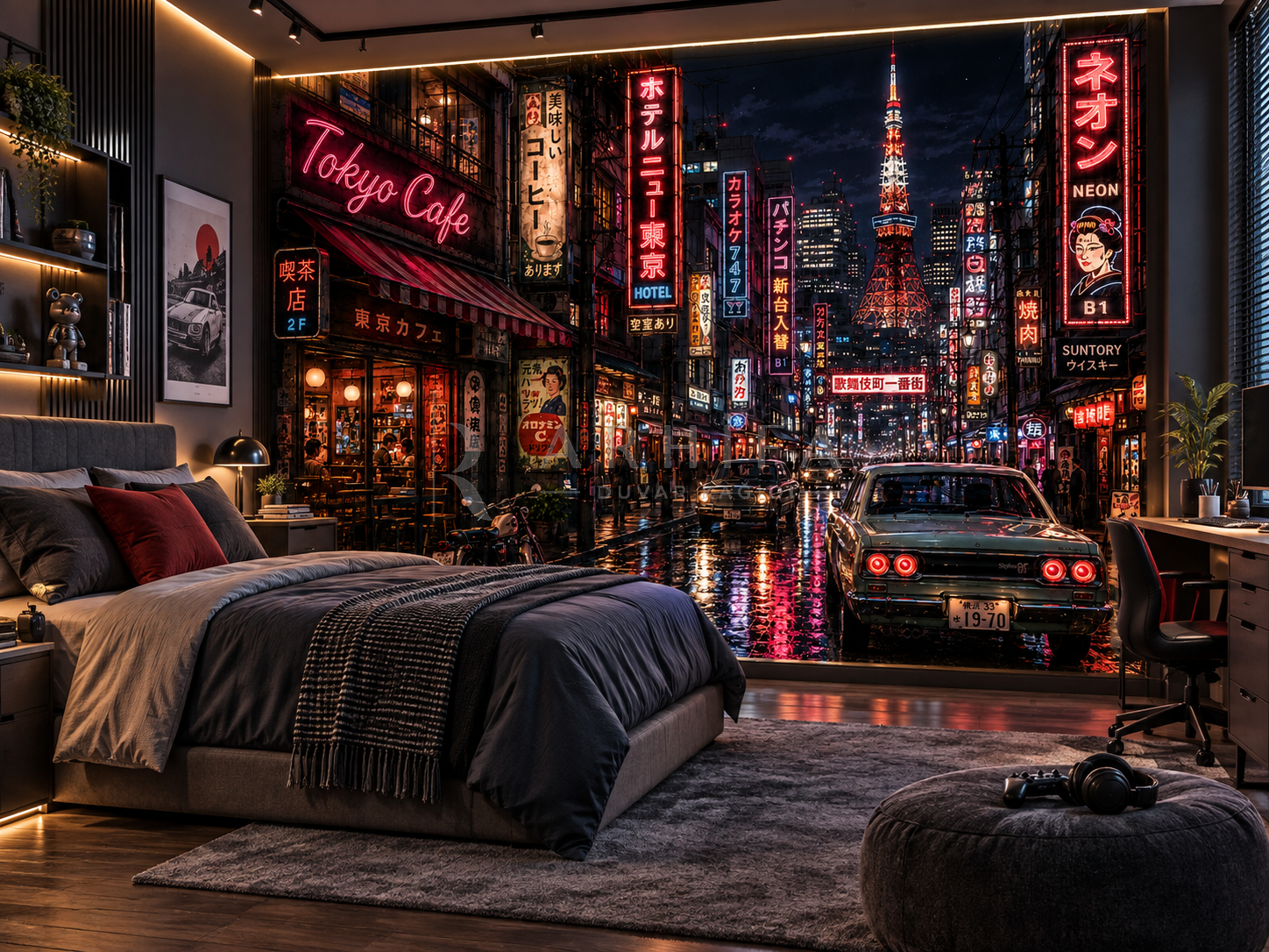 Tokyo Retro Nights - Özel Tasarım Duvar Kağıdı (VCN-014) – görsel 2