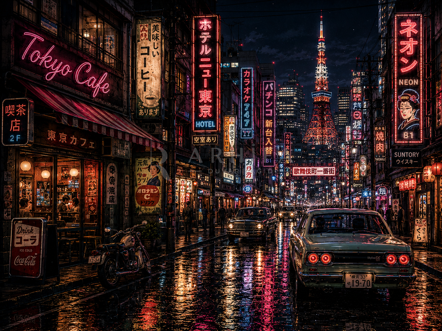 Tokyo Retro Nights - Özel Tasarım Duvar Kağıdı (VCN-014) – görsel 4