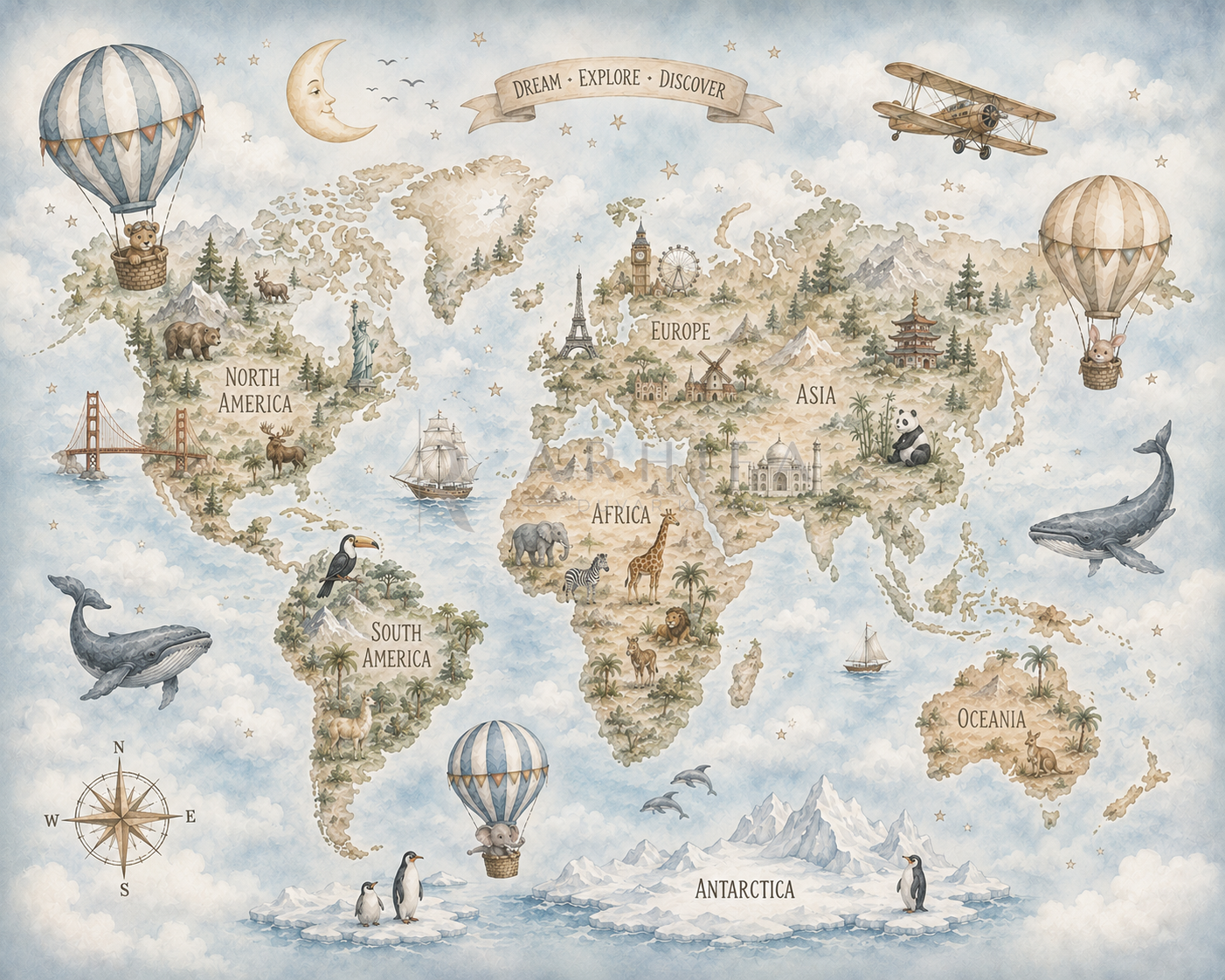 Dream World Map - Çocuk Odası Duvar Kağıdı (WE-010) – görsel 4