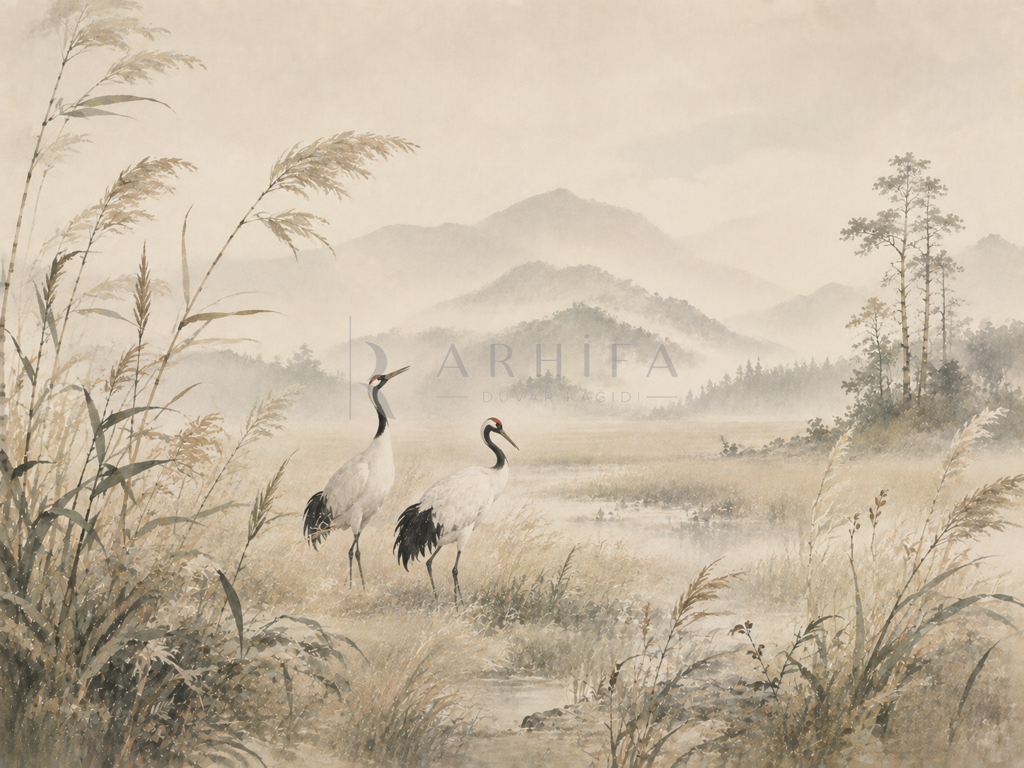 — Crane Meadow Duvar Kağıdı (WL-003) – görsel 2
