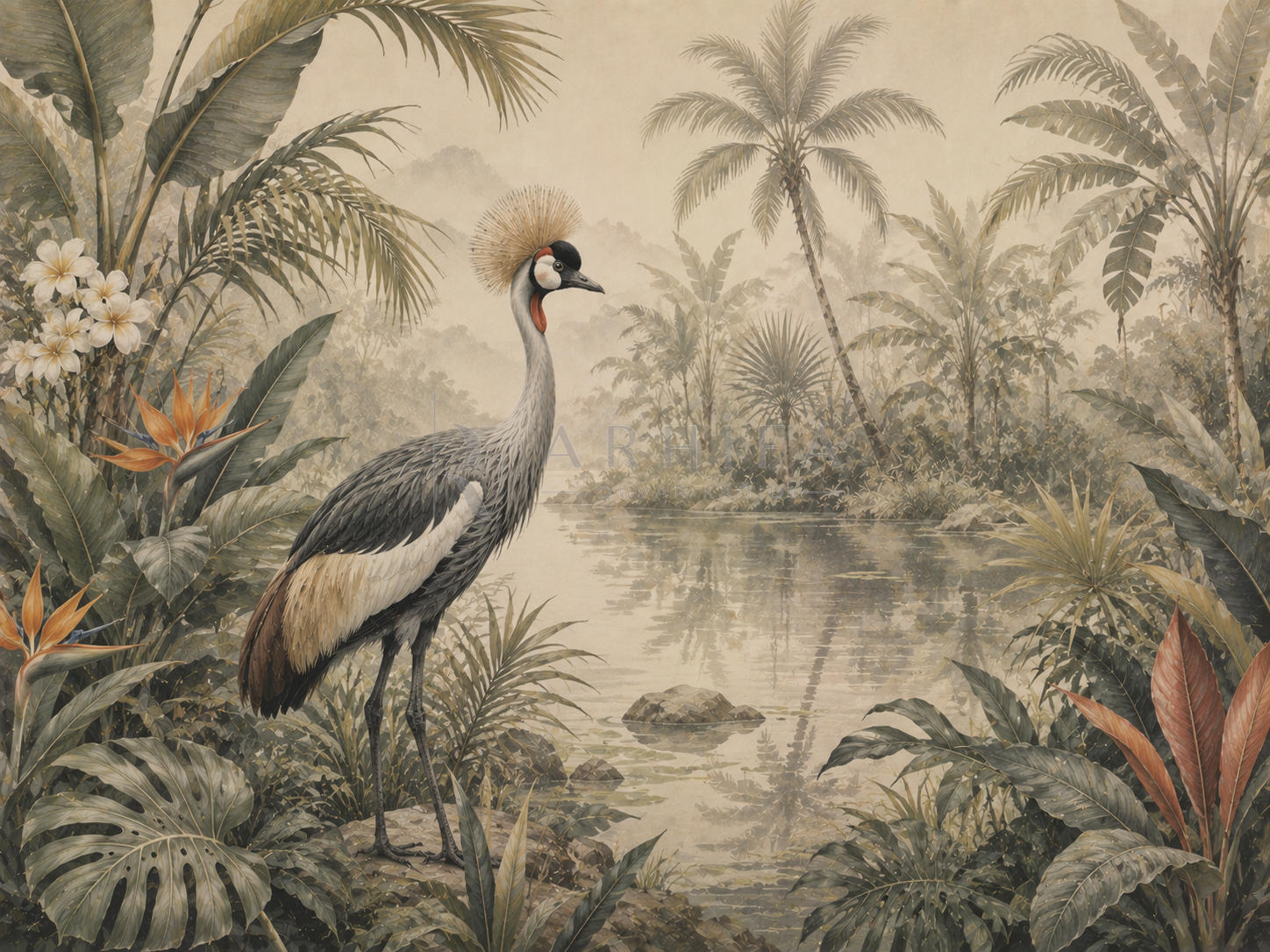 — Tropical Crane Duvar Kağıdı (WL-013) – görsel 2