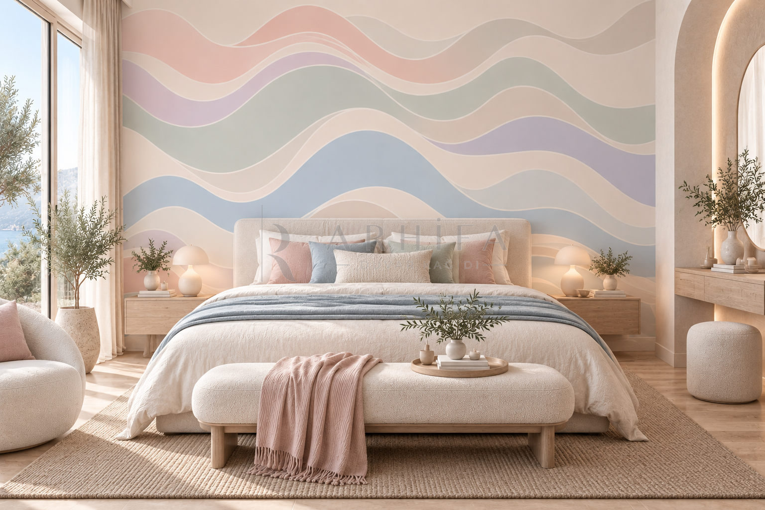 Pastel Ripple - Özel Tasarım Duvar Kağıdı (WV-003) – görsel 2