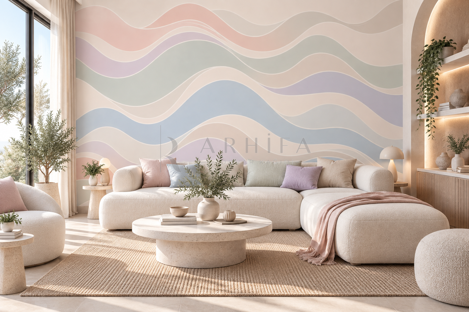 Pastel Ripple - Özel Tasarım Duvar Kağıdı (WV-003) – görsel 3