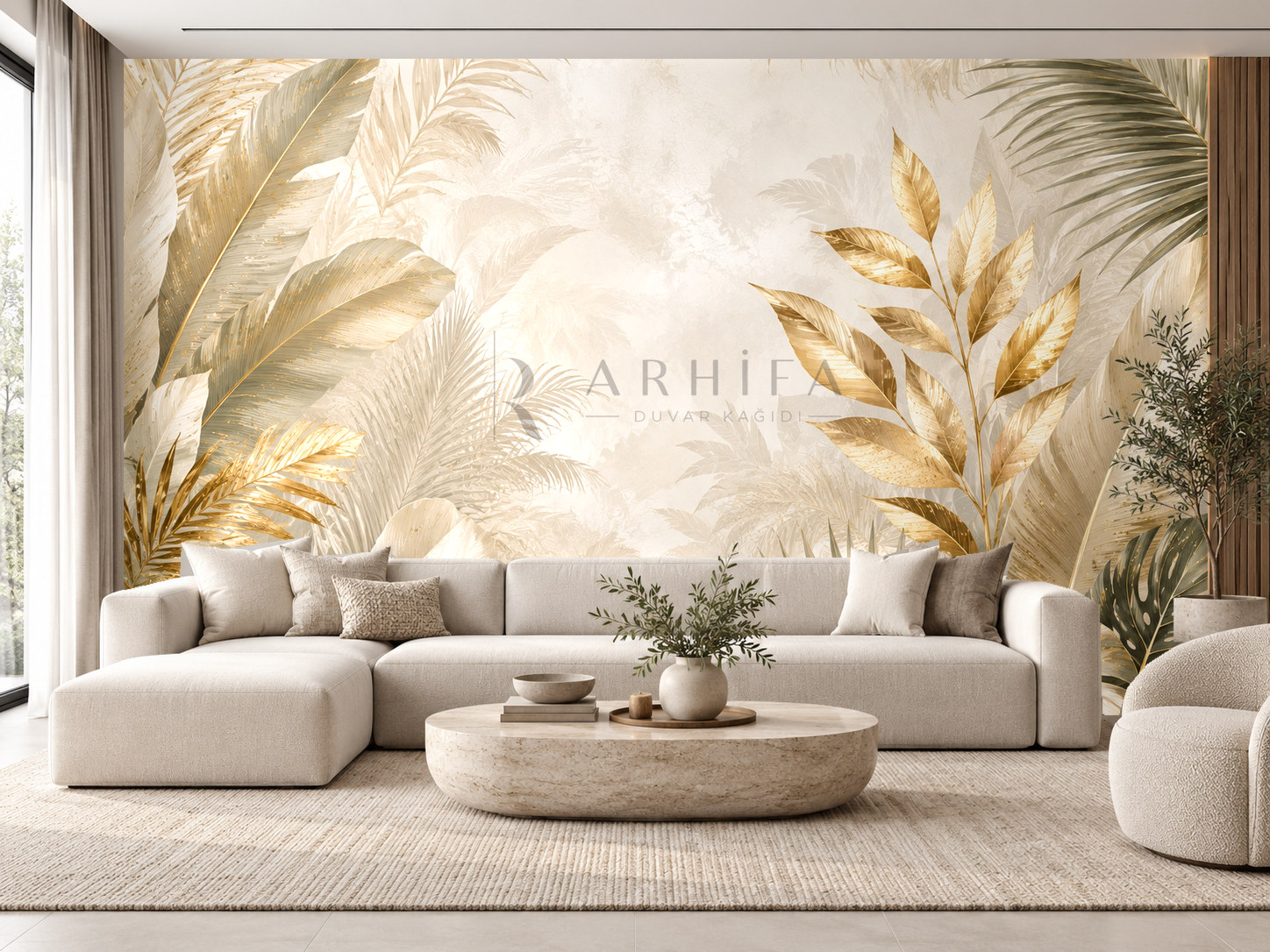 — Golden Leaves Duvar Kağıdı (BL-002) – görsel 1