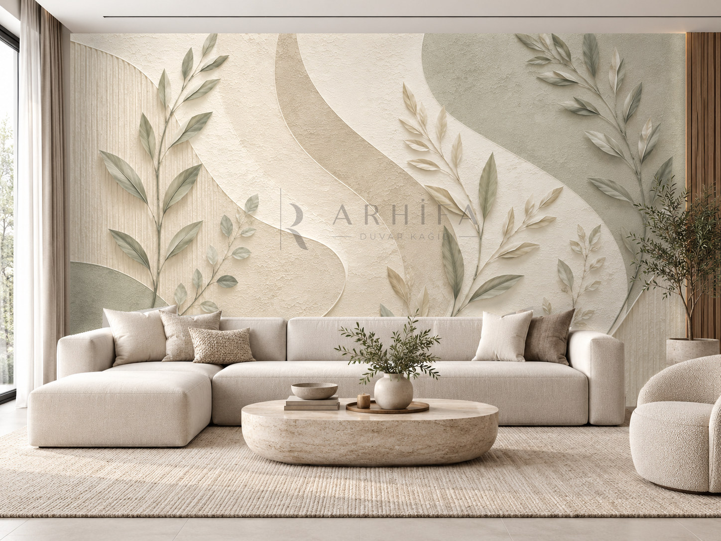 — Natural Leaf Flow Duvar Kağıdı (BR-009) – görsel 1