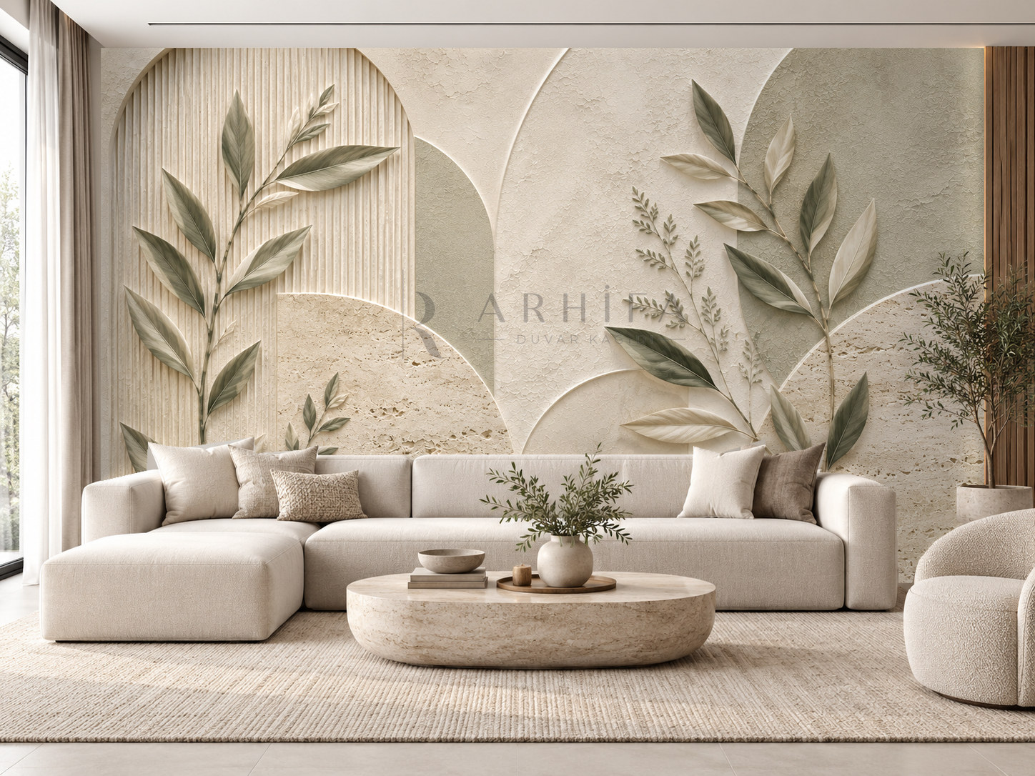 — Leaf & Stone Duvar Kağıdı (BR-013) – görsel 1