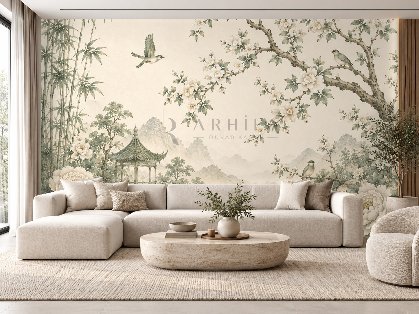 — Sage Chinoiserie Duvar Kağıdı (CH-004) – görsel 1