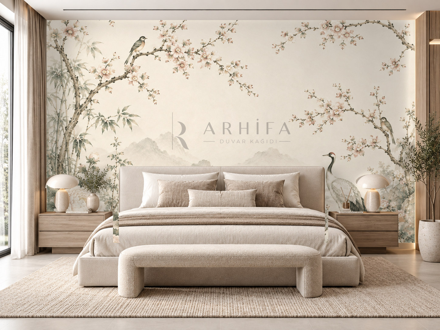 — Quiet Blossom Garden Duvar Kağıdı (CH-007) – görsel 1